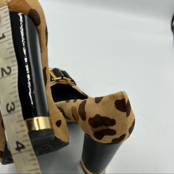NWOT! Tory Burch Martha Leopard Print Calf Hair Chain Link Block Heel Pumps! 7M - Picture 7 of 10
